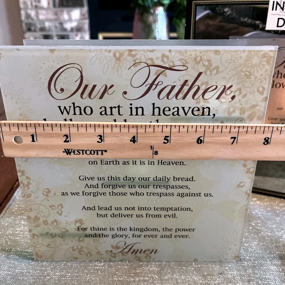 Interiors By Design Vintage Glass Stairstep Candle Holder Lord's Prayer